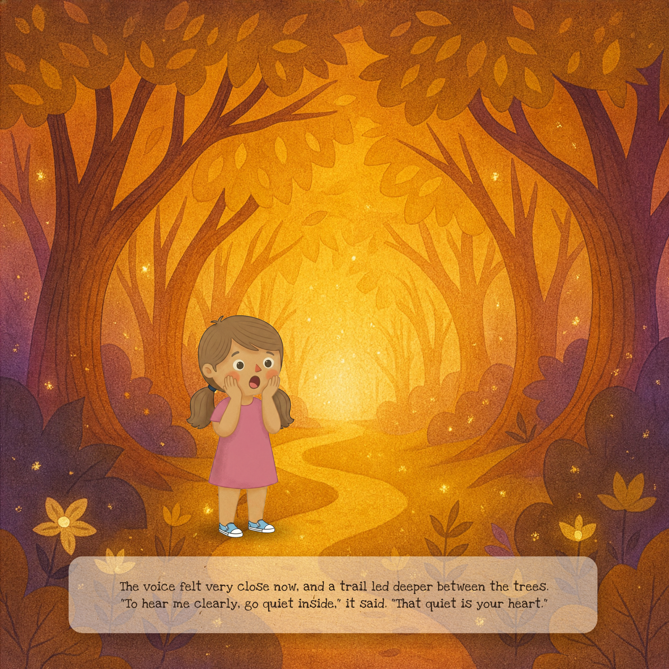 Personalized confidence book spread with a child in an autumn forest